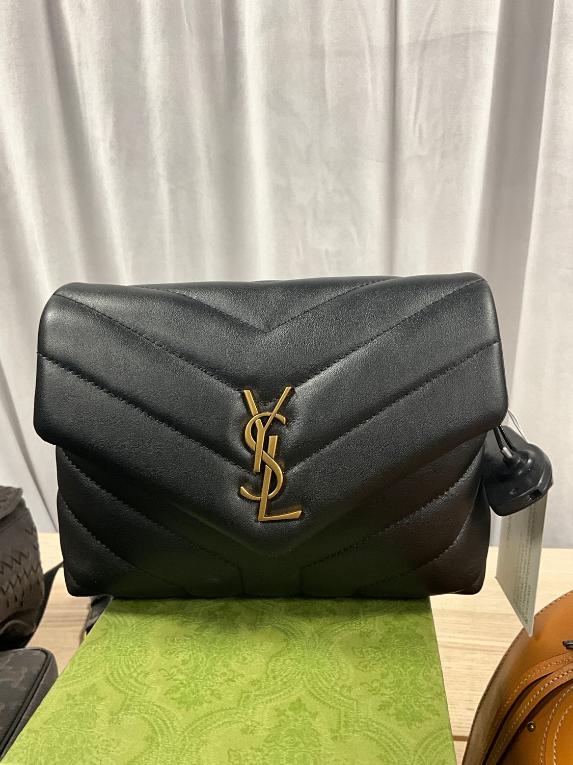 SAINT LAURENT CALFSKIN BLACK  QUILTED TOY LOU LOU BAG GOLD HARDWARE (FOR SANDY)