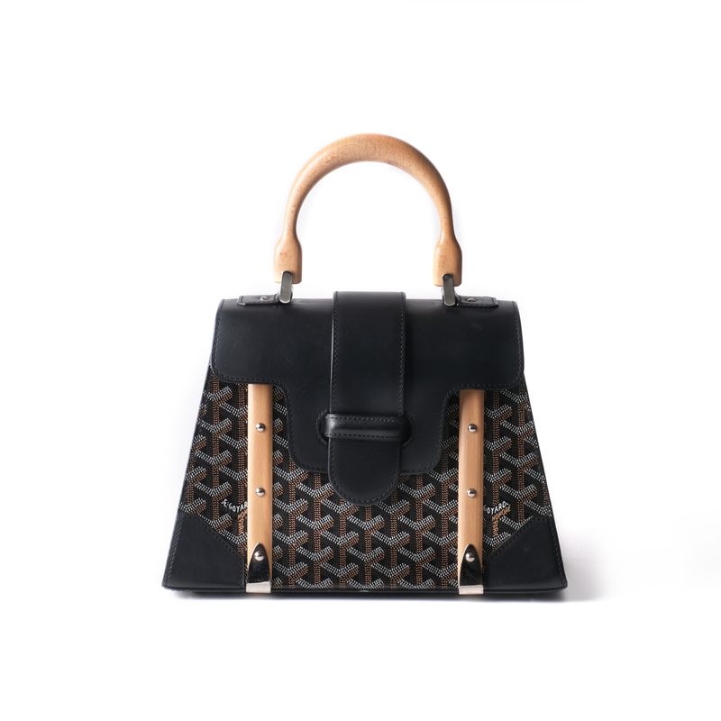 GOYARD BLACK CHEVRON PRINT COATED CANVAS SAIGON PM BAG