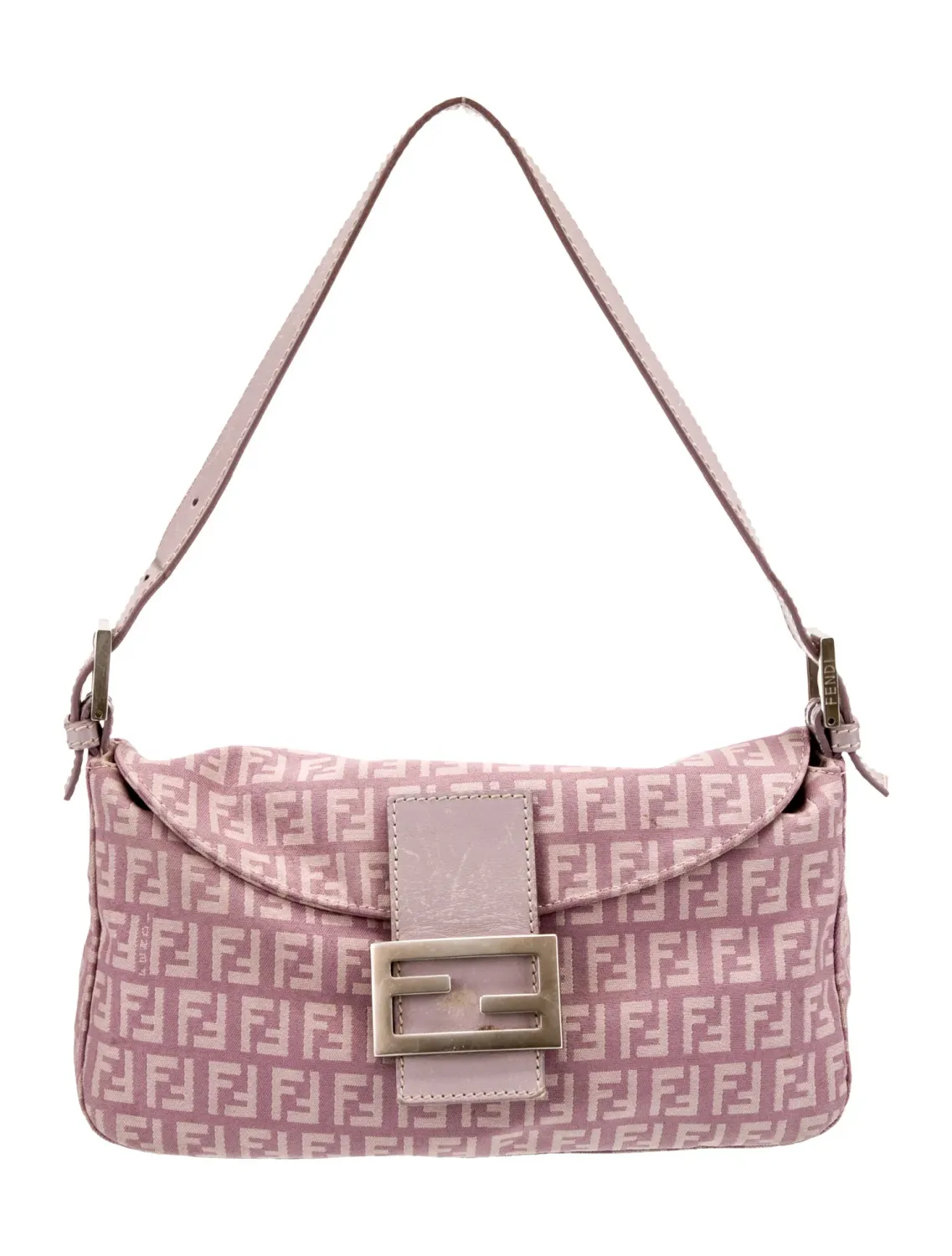 FENDI VINTAGE ZUCCA DOUBLE FLAP BAGUETTE LILAC