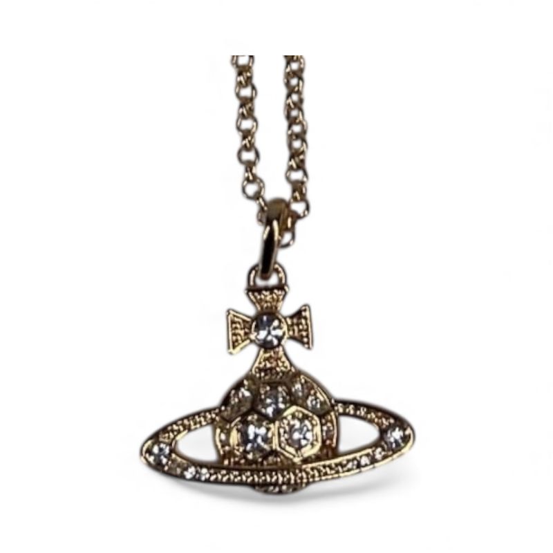 VIVIENNE WESTWOOD LARGE ORB STRASS CHAIN NECKLACE GOLD