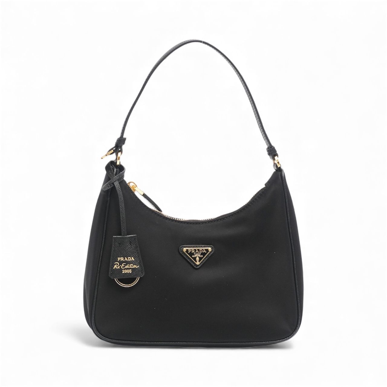 PRADA TESSUTO NYLON SAFFIANO MINI RE-EDITION BAG BLACK