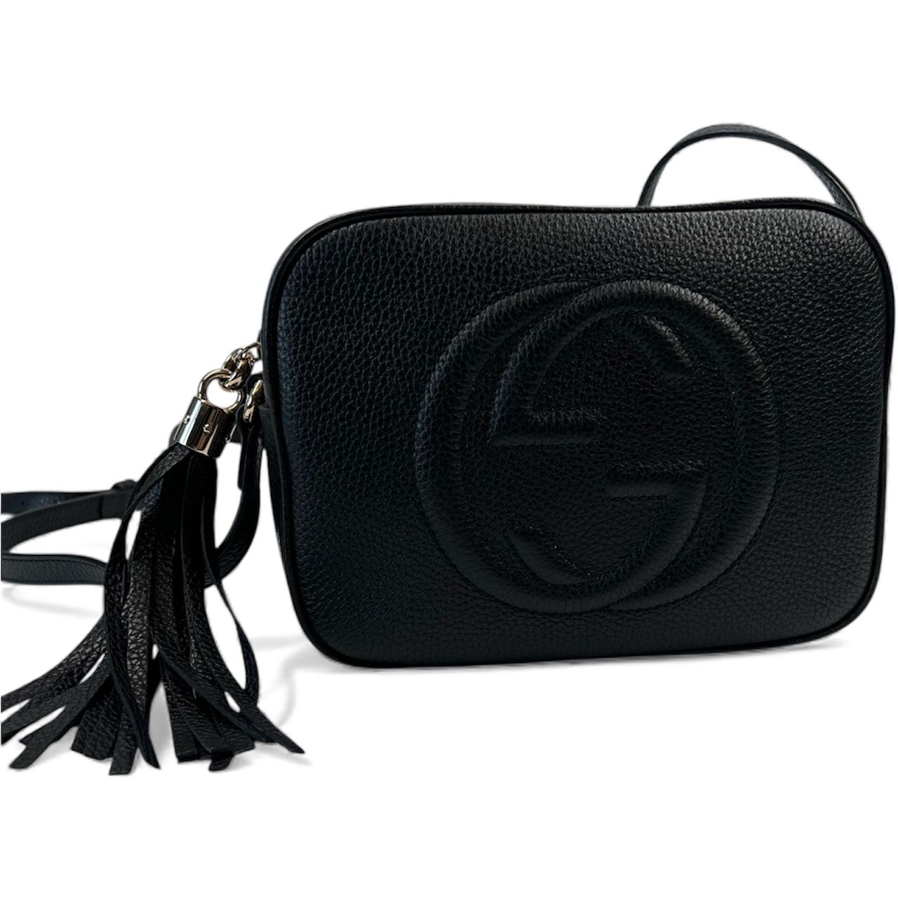 GUCCI SOHO GG EMBOSSED TASSEL BLACK LEATHER (308364)