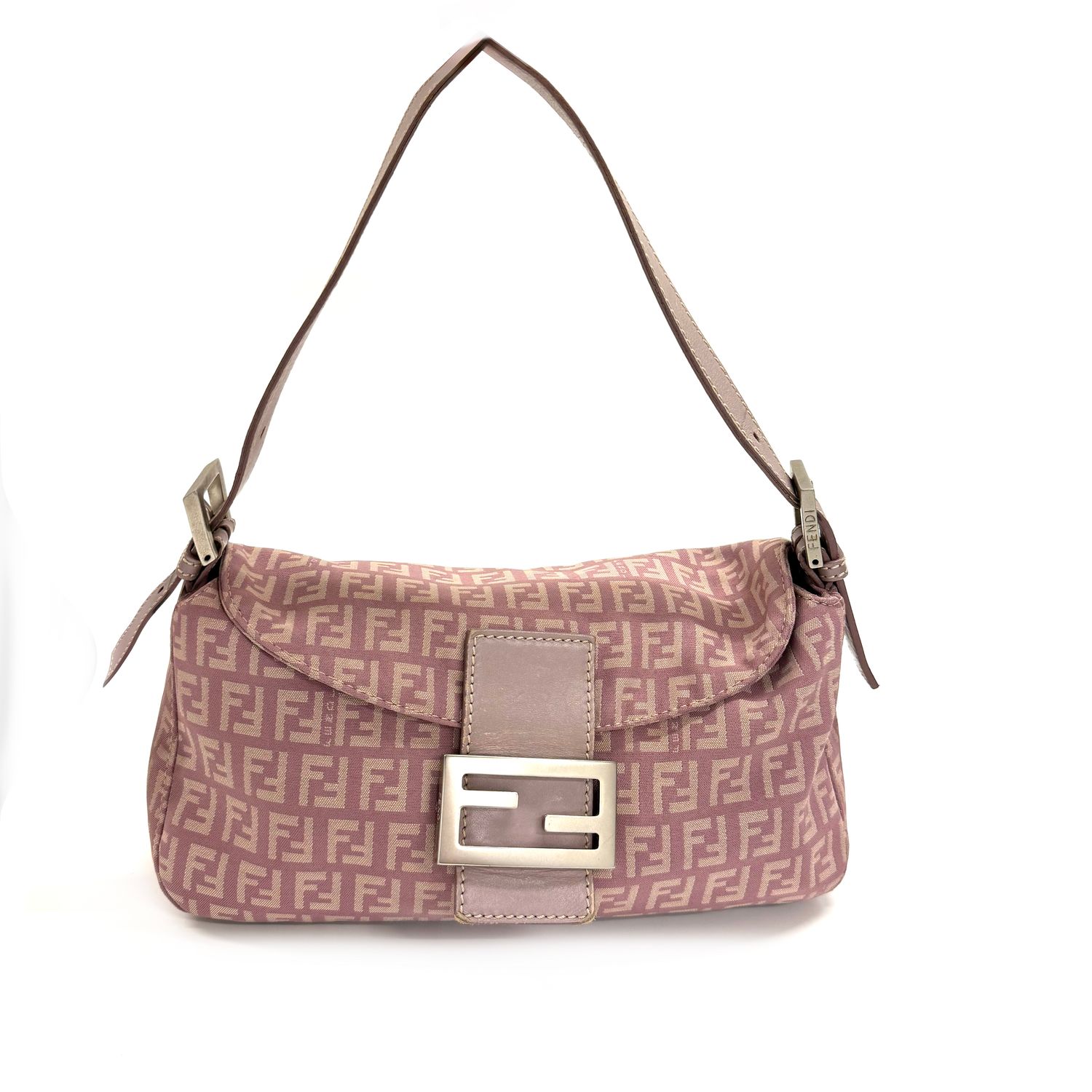 FENDI VINTAGE ZUCCA DOUBLE FLAP BAGUETTE LILAC