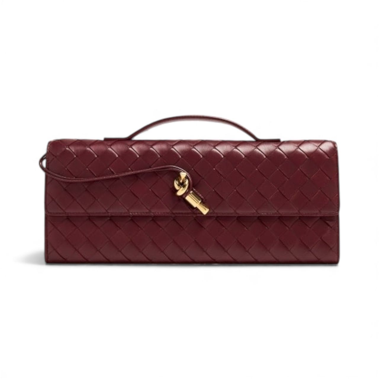 BOTTEGA VENETA BURGUNDY LEATHER ANDIAMO LONG CLUTCH BAG