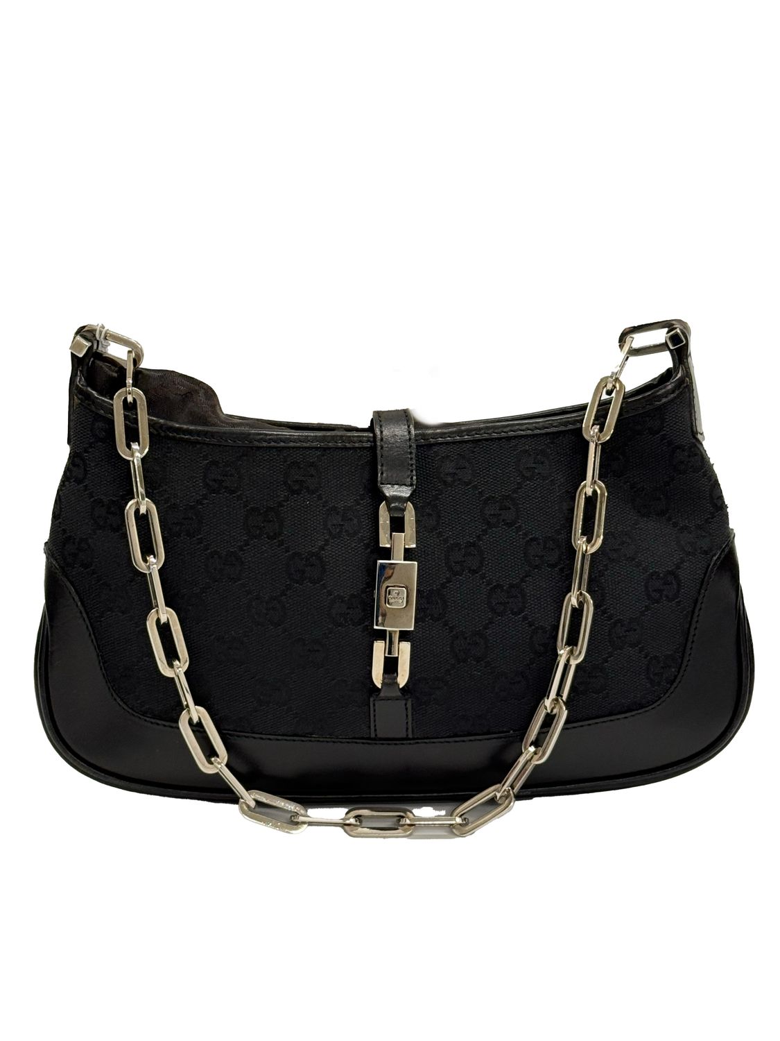 GUCCI JACKIE CHAIN BLACK VINTAGE WOMEN SHOULDER BAG