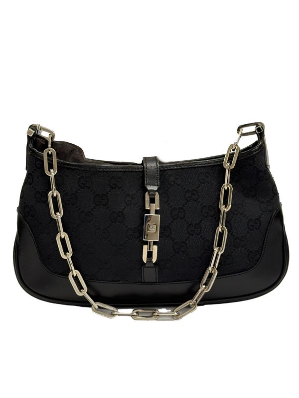 GUCCI JACKIE CHAIN BLACK VINTAGE WOMEN SHOULDER BAG