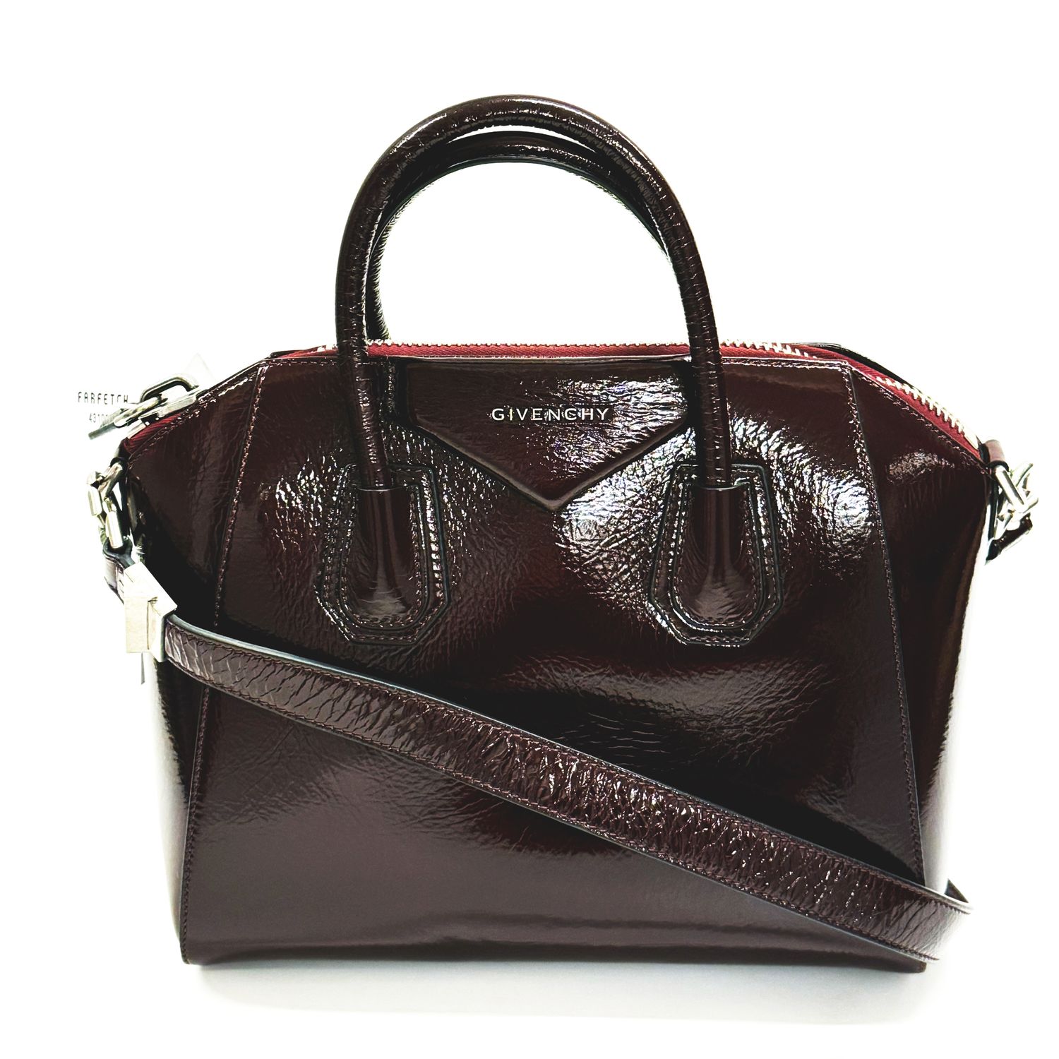 GIVENCHY  SAC EN CUIR VERNIS BURGUNDY PETITE