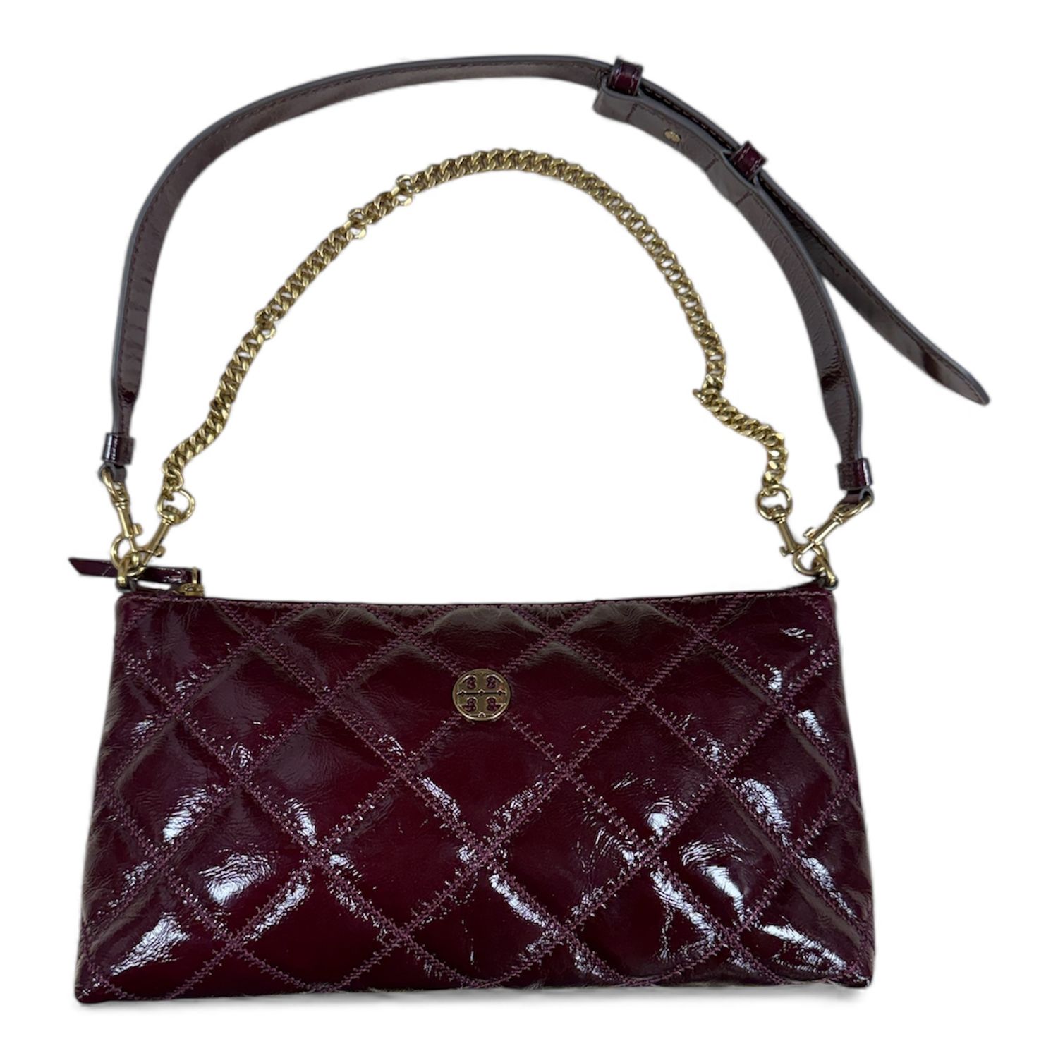 TORY BURCH WILLA ZIP SHOULDER BAG - BURGUNDY