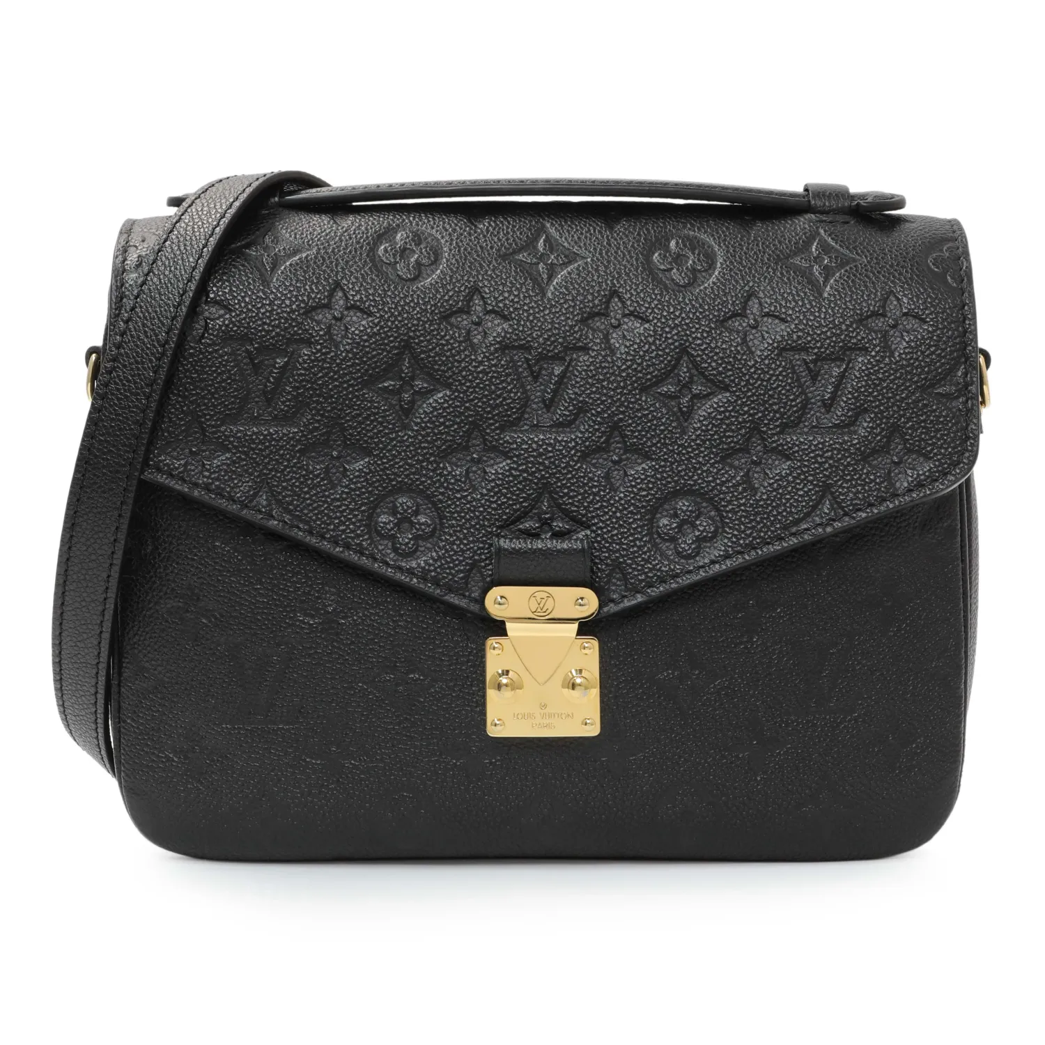 LOUIS VUITTON BLACK MONOGRAM EMPREINTE LEATHER POCHETTE METIS