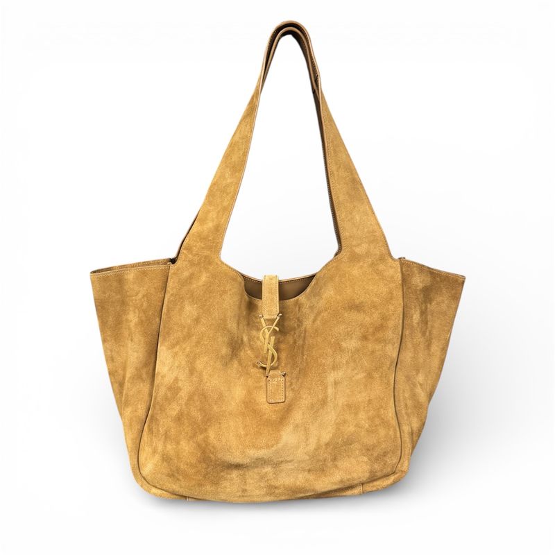 ​SAINT LAURENT LE 5 À 7 BEA TOTE EN SUÈDE CARAMEL