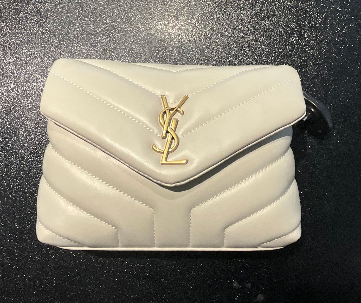 SAINT LAURENT CALFSKIN WHITE IVORY Y QUILTED TOY LOULOU BAG GOLD HARDWARE