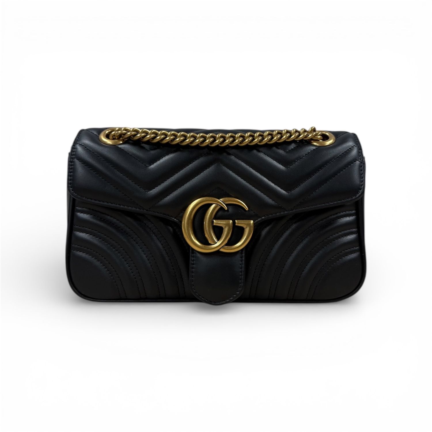 GUCCI GG MARMONT MEDIUM SHOULDER BAG – BLACK / GOLD