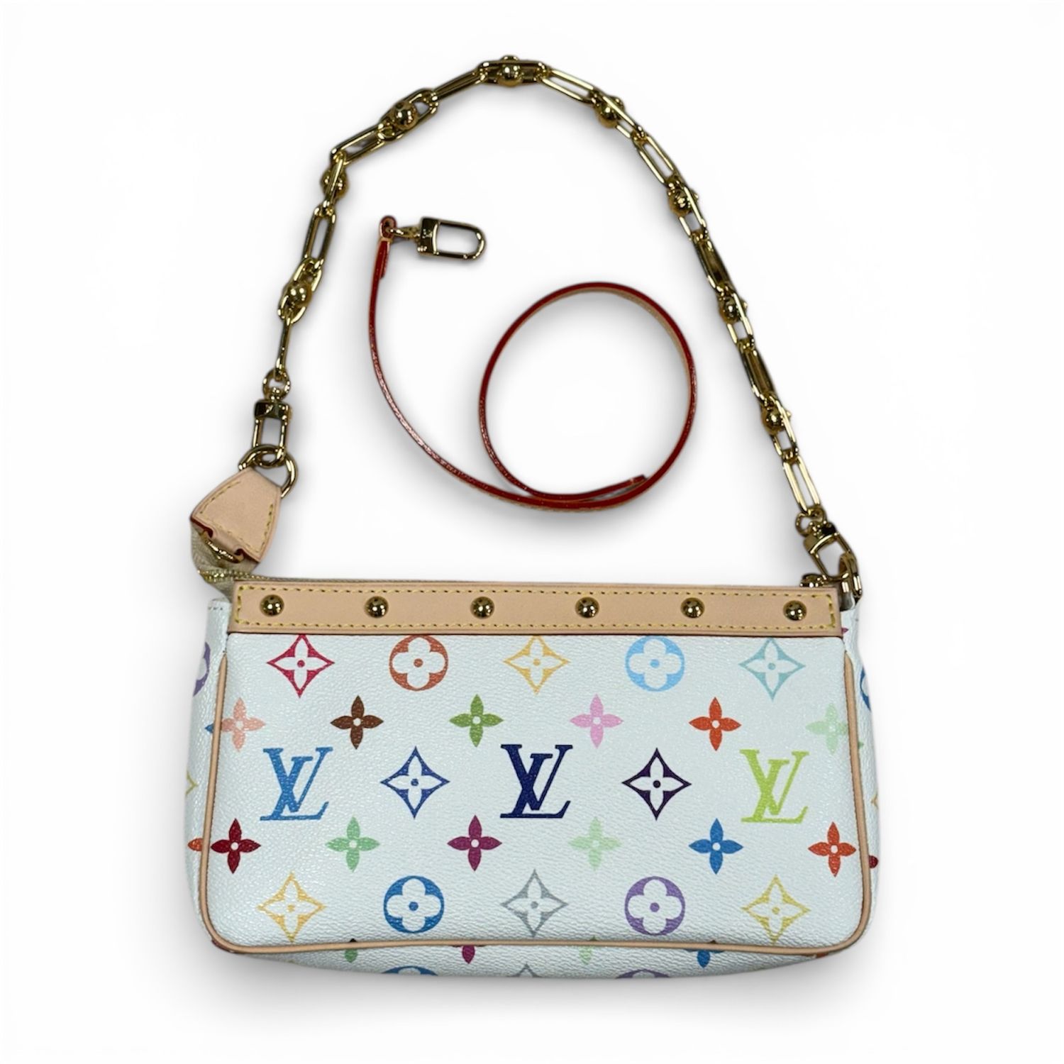 LOUIS VUITTON X TAKASHI MURAKAMI POCHETTE ACCESSOIRES WHITE MULTICOLOR / GOLD