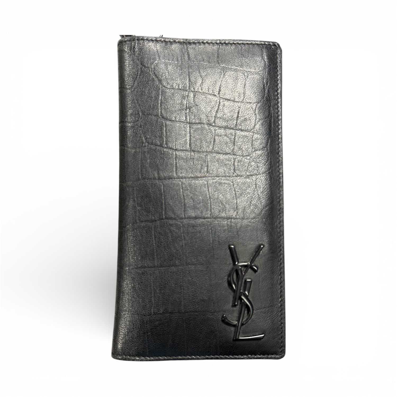 SAINT LAURENT BLACK LEATHER BIFOLD LONG WALLET