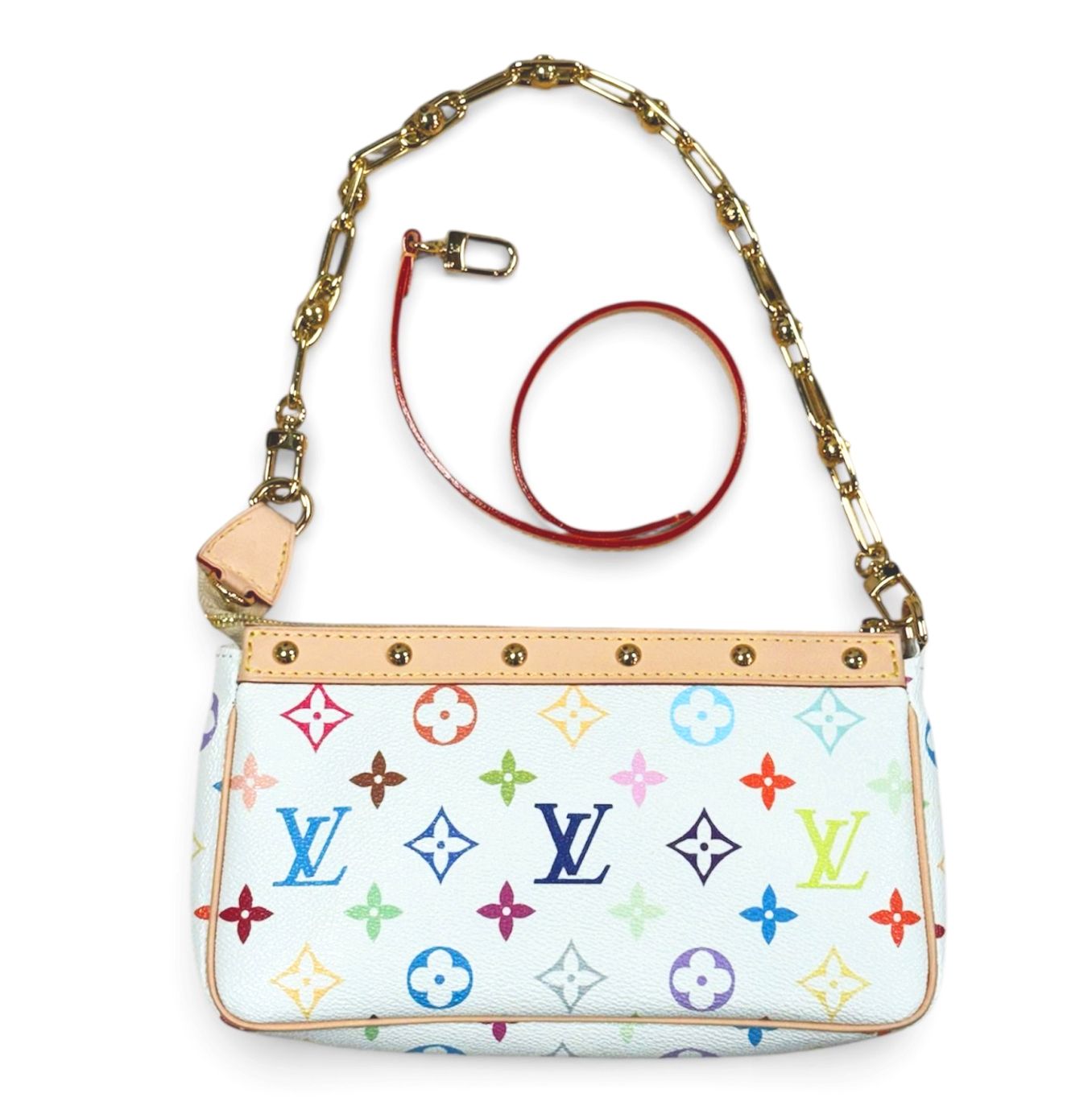 LOUIS VUITTON X TAKASHI MURAKAMI POCHETTE ACCESSOIRES WHITE MULTICOLOR / GOLD