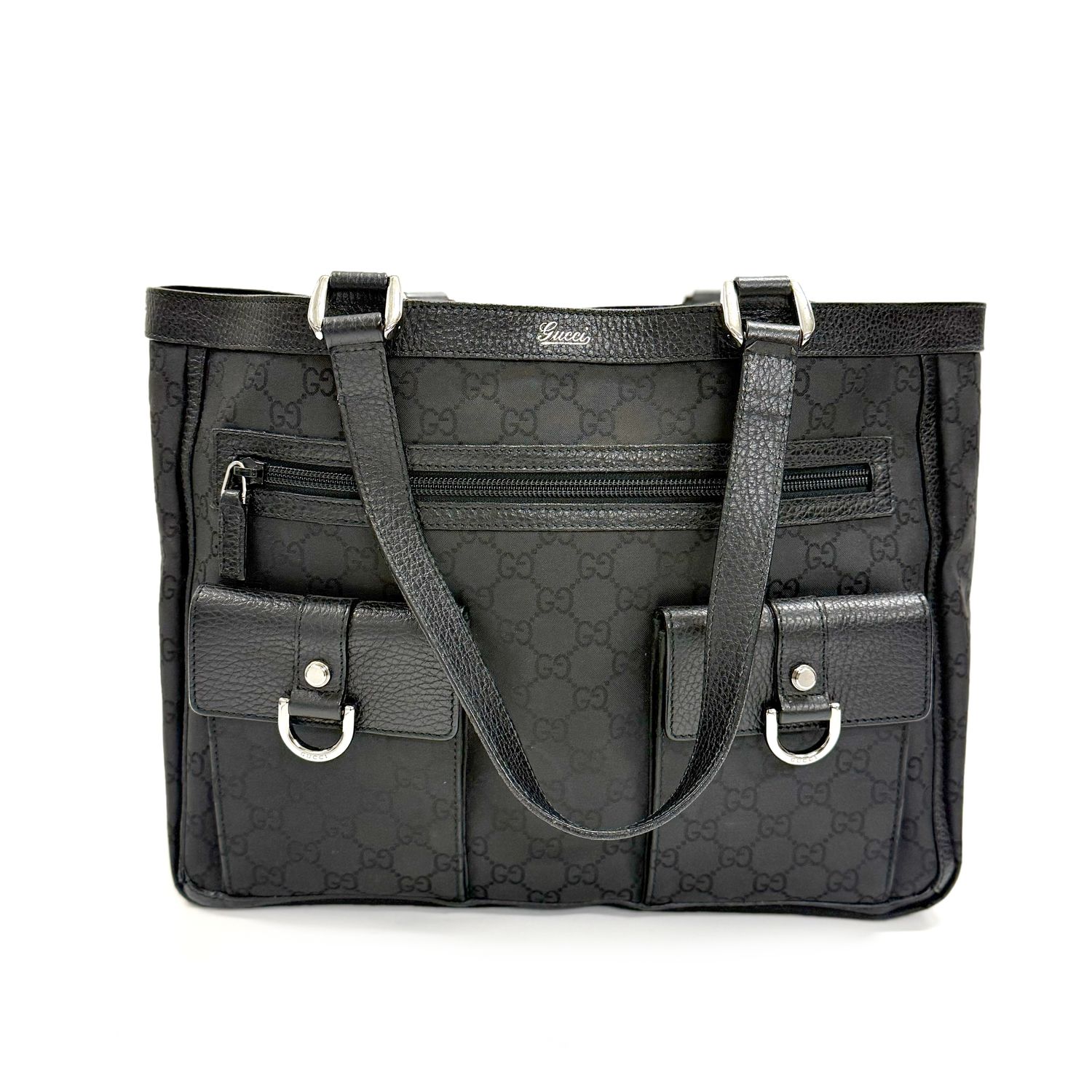 GUCCI GG DENIM ABBEY BLACK SHOULDER BAG