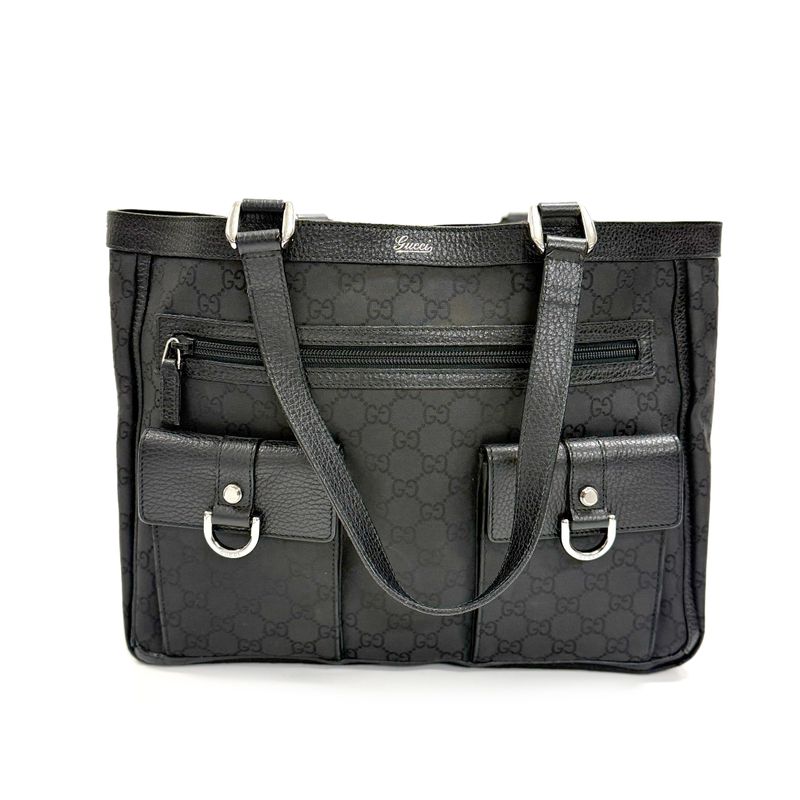 GUCCI GG DENIM ABBEY BLACK SHOULDER BAG