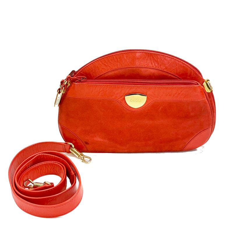 GUCCI RED JAMES VINTAGE SUEDE LEATHER CROSSBODY BAG