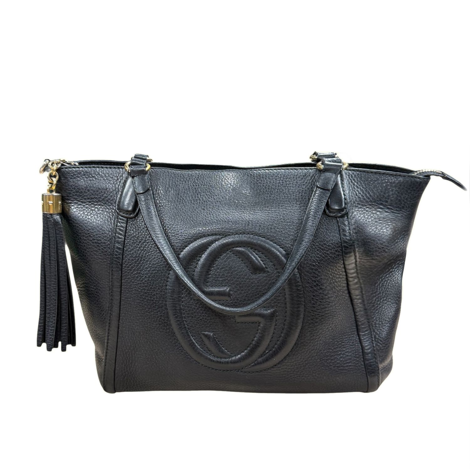GUCCI SOHO BLACK TOP HANDLE TOTE BAG