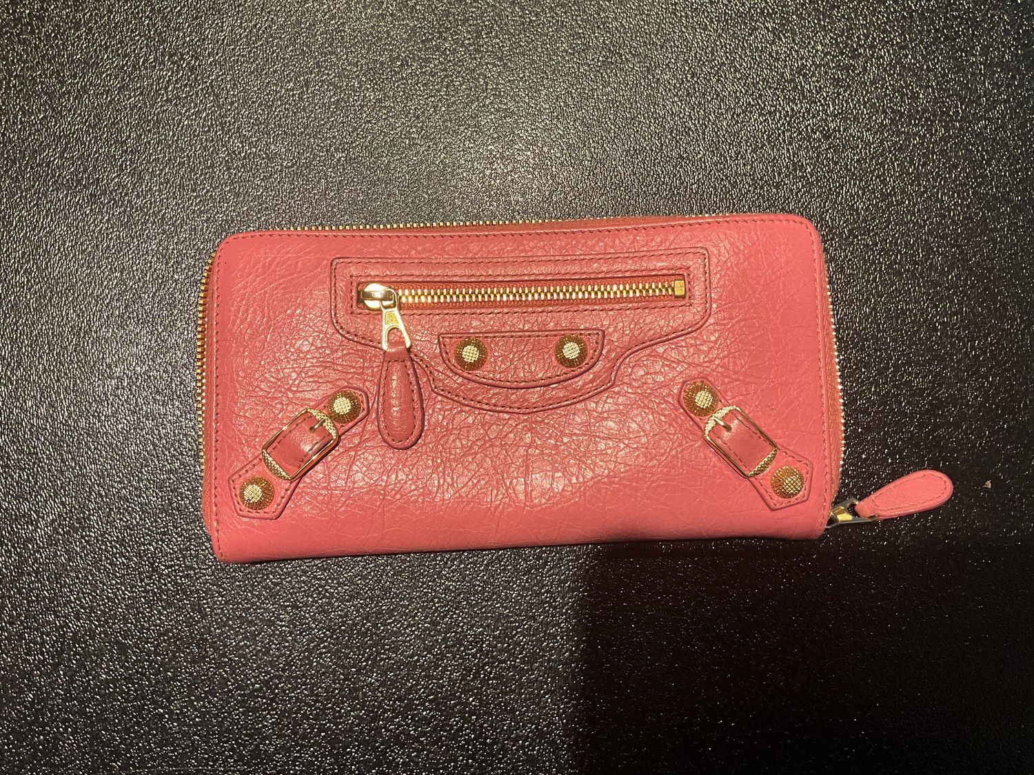 BALENCIAGA PINK CITY WALLET GOLD HARDWARE