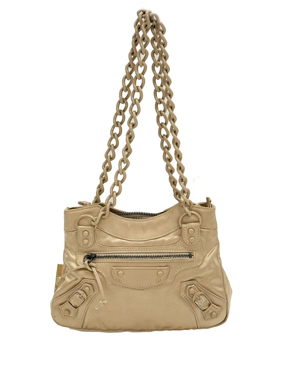 BALENCIAGA SATIN MOTOCROSS CLASSIC MINI CITY SHOULDER BAG
