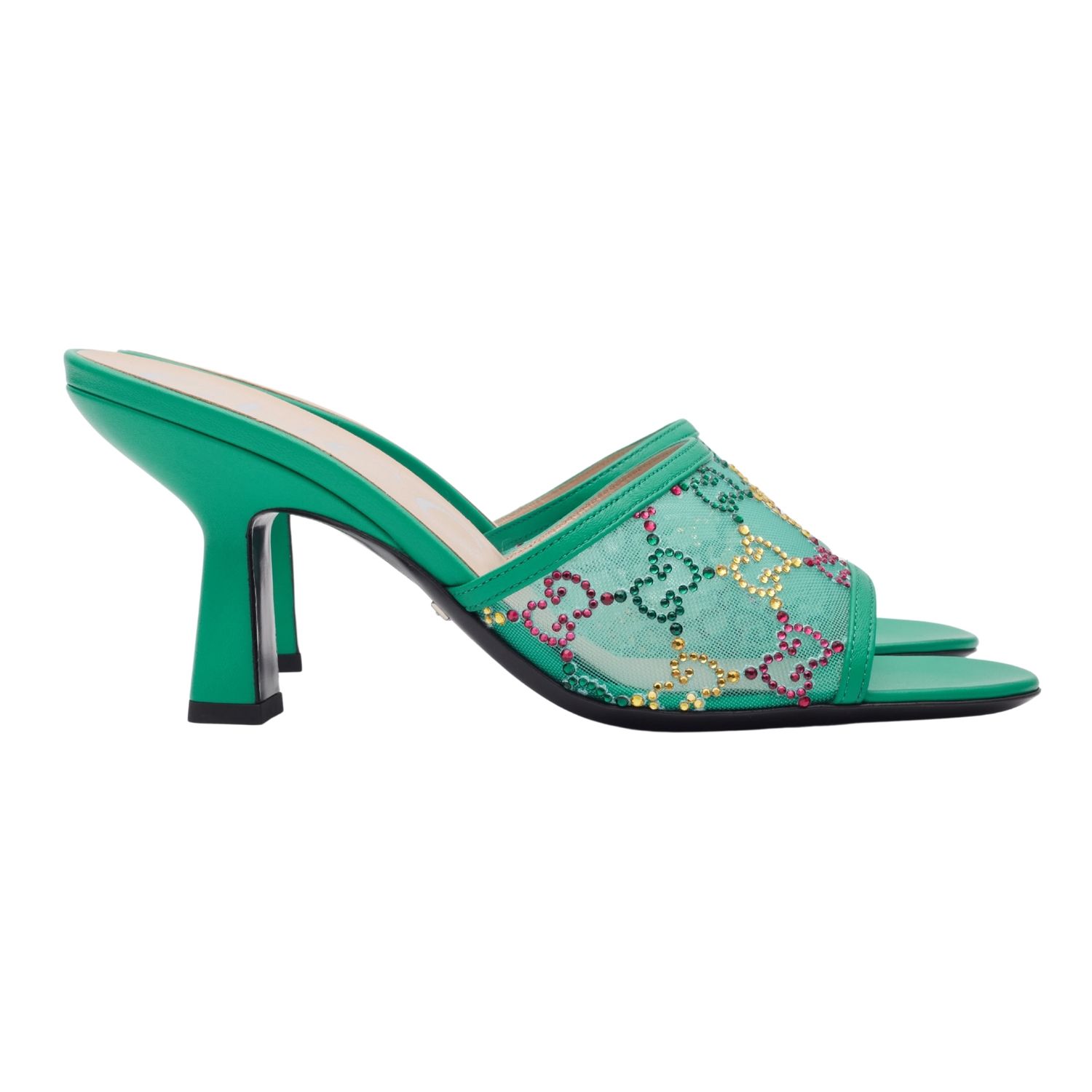 GUCCI GG CRYSTAL EMBELLISHED MESH CHARLOTT SANDAL HEELS, Size: EU 37.5