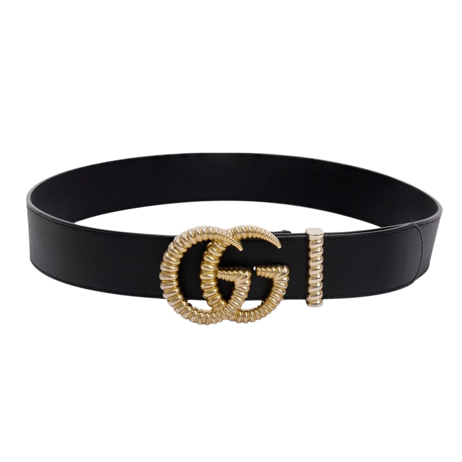 GUCCI BLACK CALFSKIN 40MM DOUBLE G TORCHON BELT, Size: 80