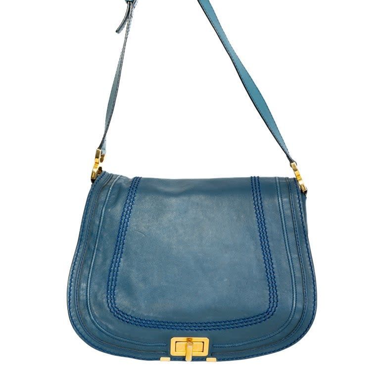 CHLOE BLUE LEATHER MARCIE CROSSBODY BAG