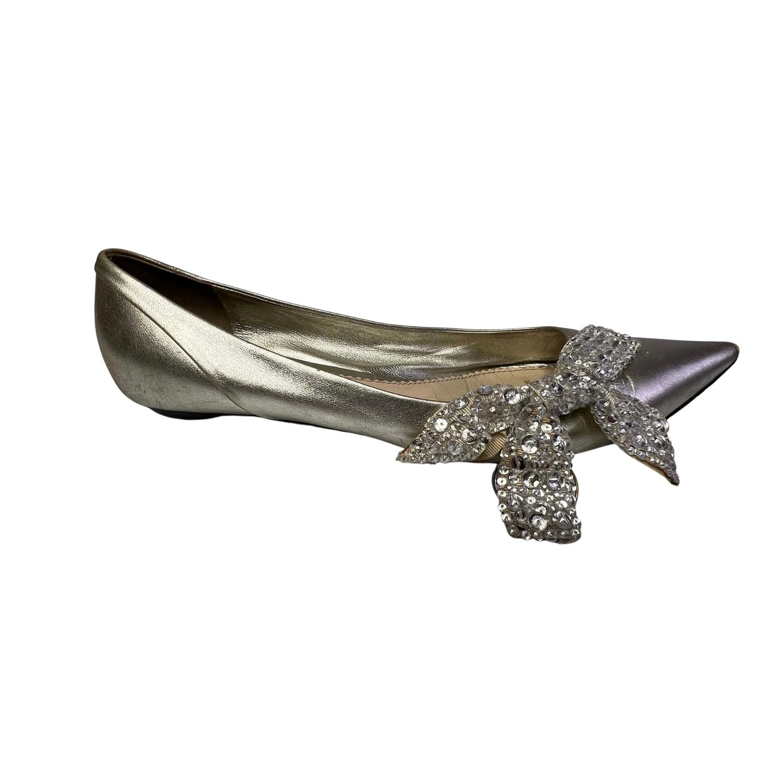 CHLOE POINTED TOE FLAT WITH SEQUIN BOW
