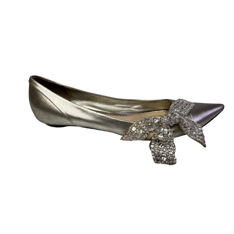 CHLOE POINTED TOE FLAT WITH SEQUIN BOW