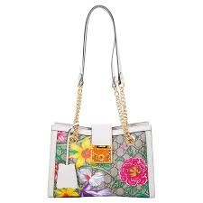 GUCCI GG SUPREME MONOGRAM FLORA PADLOCK SMALL TOTE BAG