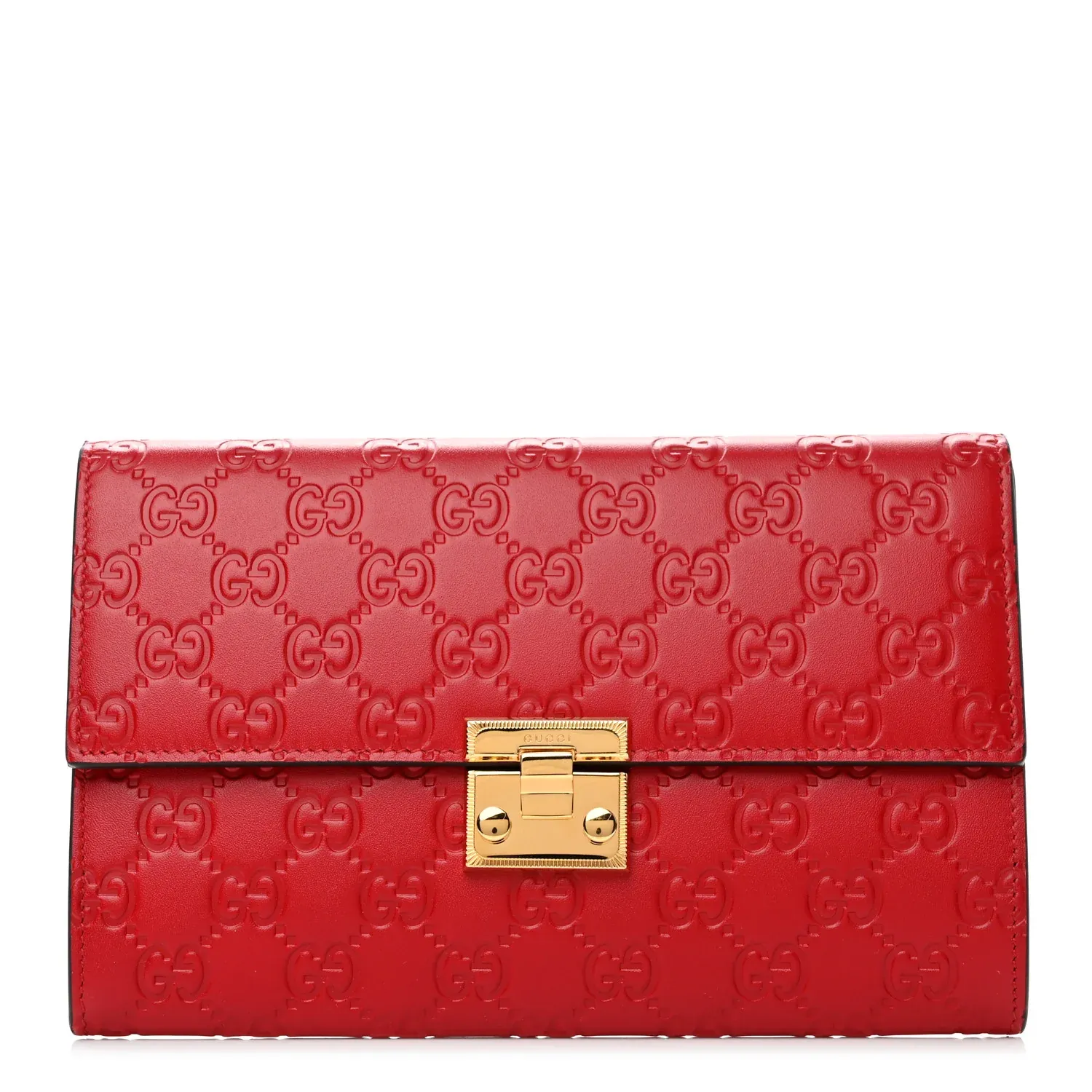 GUCCI GUCCISSIMA PADLOCK HIBISCUS RED CLUTCH