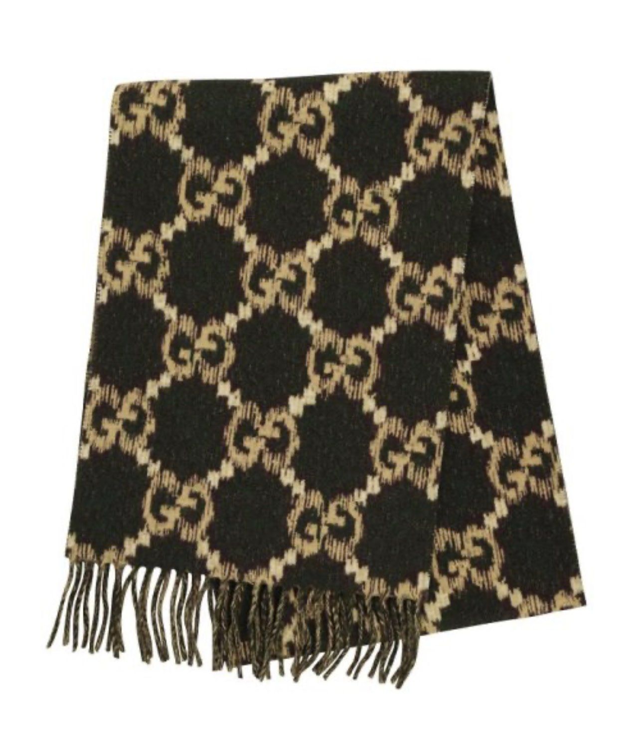 GUCCI ARMY GREEN WOOL REVERSIBLE SCARF