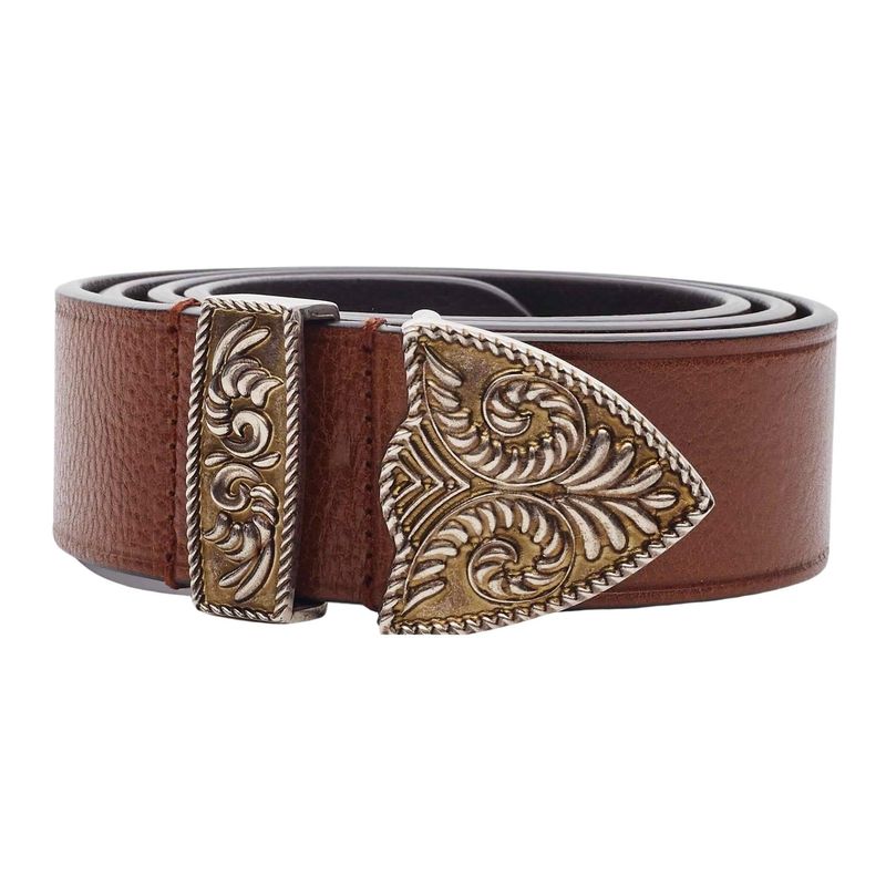 GIVENCHY BROWN LEATHER BELT WITH BRONZE WESTERN BUCKLE