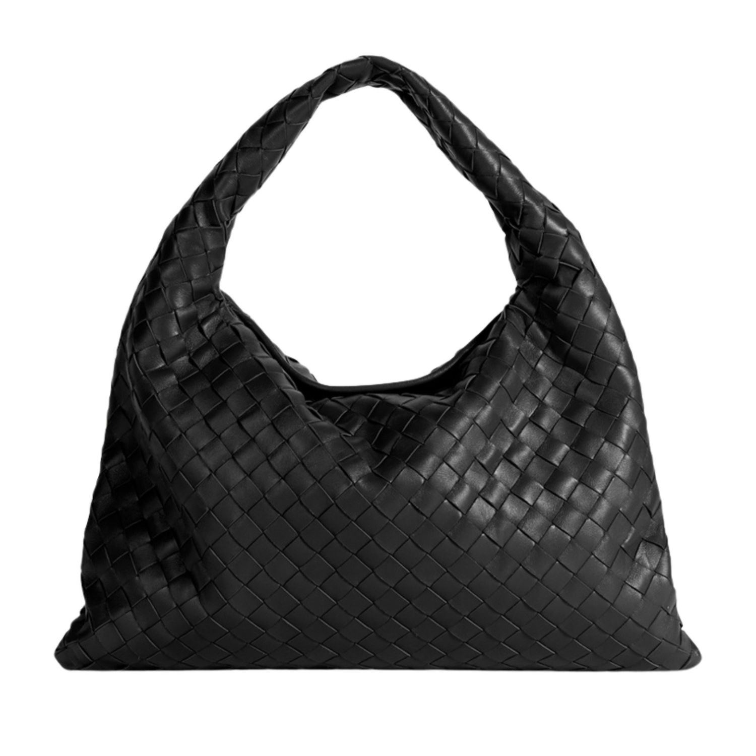 BOTTEGA VENETA BLACK INTRECCIATO SMALL HOP BAG