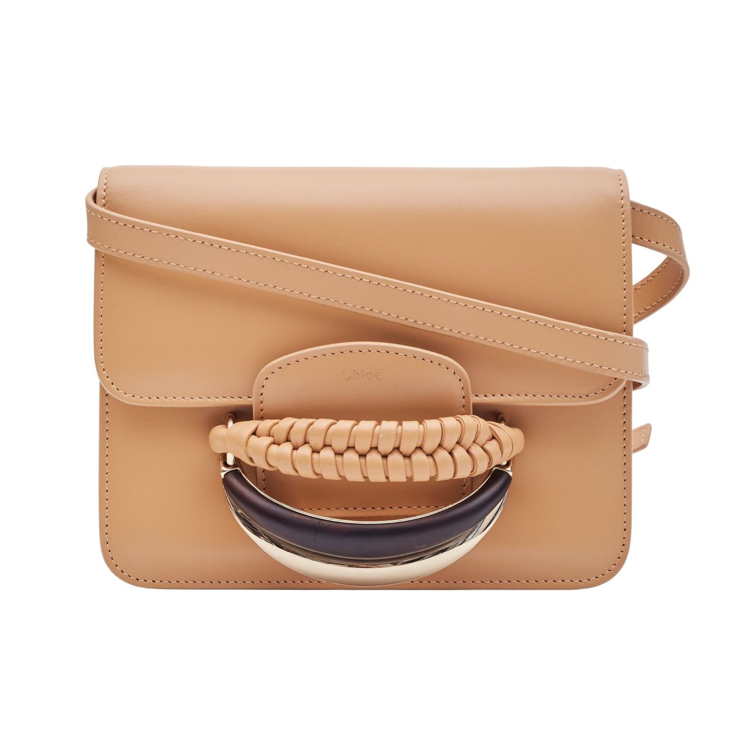 CHLOE BEIGE TAN KATIE FOLD-OVER FLAP CROSSBODY BAG