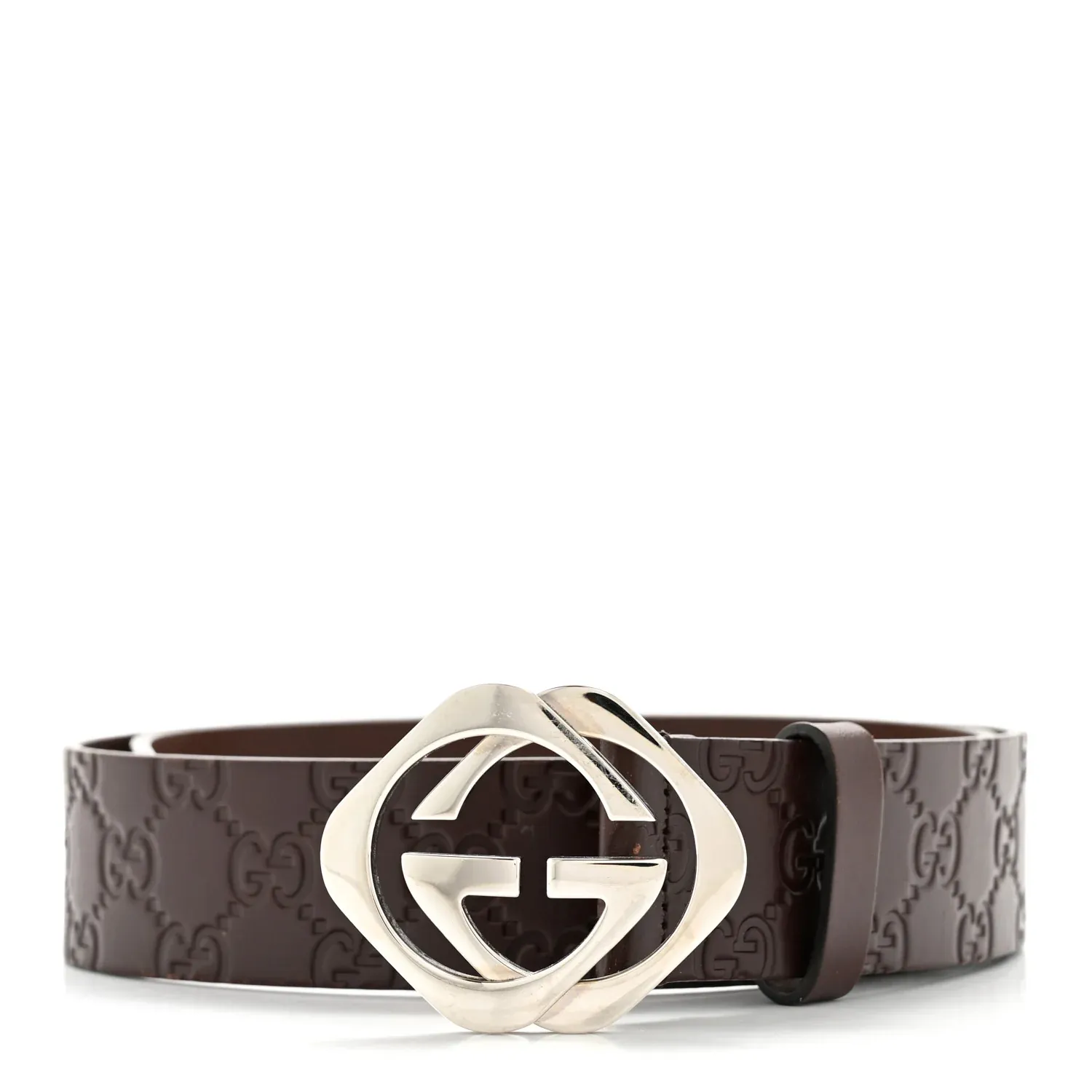 GUCCI GUCCISSIMA EMBOSSED BROWN LEATHER BELT (85/34)