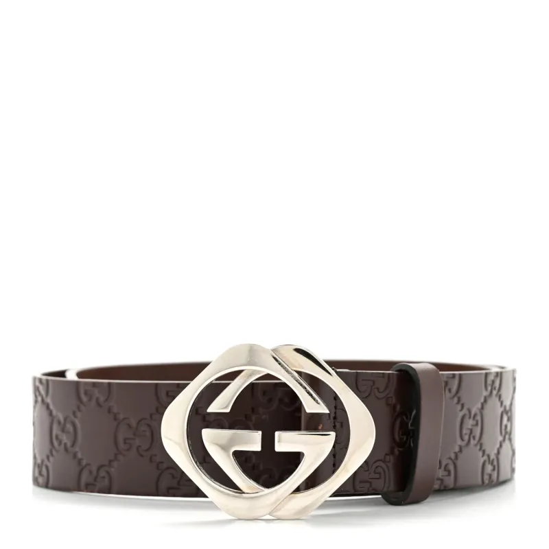 GUCCI GUCCISSIMA EMBOSSED BROWN LEATHER BELT (85/34)