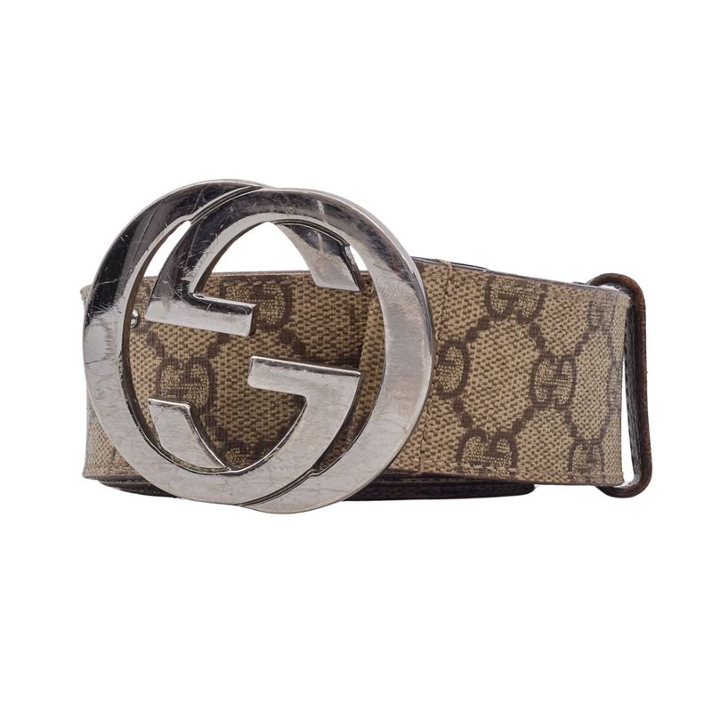 GUCCI GG SUPREME MONOGRAM INTERLOCKING G BELT EBONY (95/38)