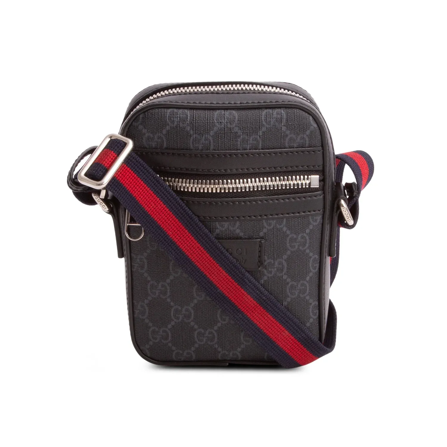 GUCCI GG SUPREME BLACK MONOGRAM WEB SHOULDER BAG