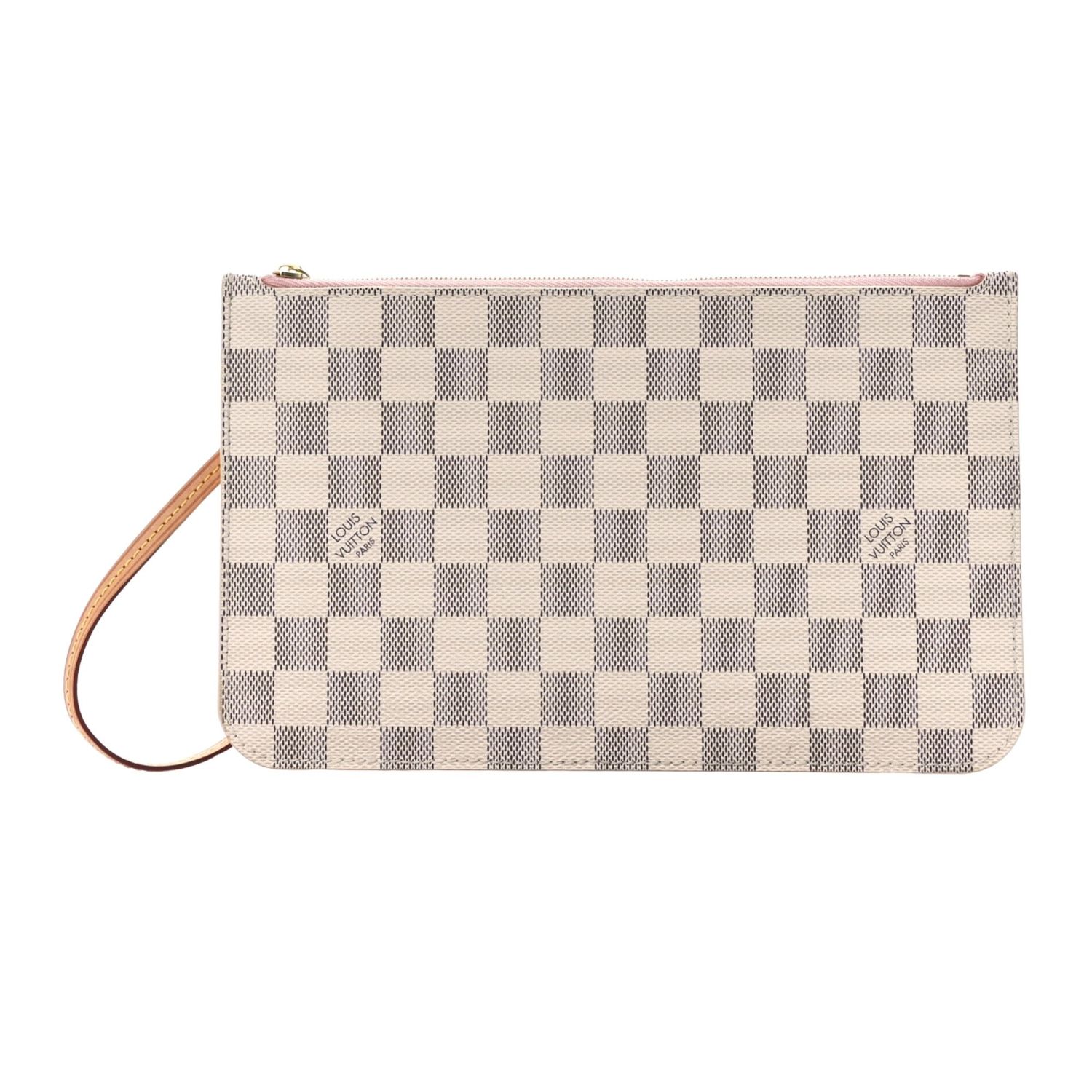 LOUIS VUITTON DAMIER AZUR NEVERFULL GM POCHETTE ROSE