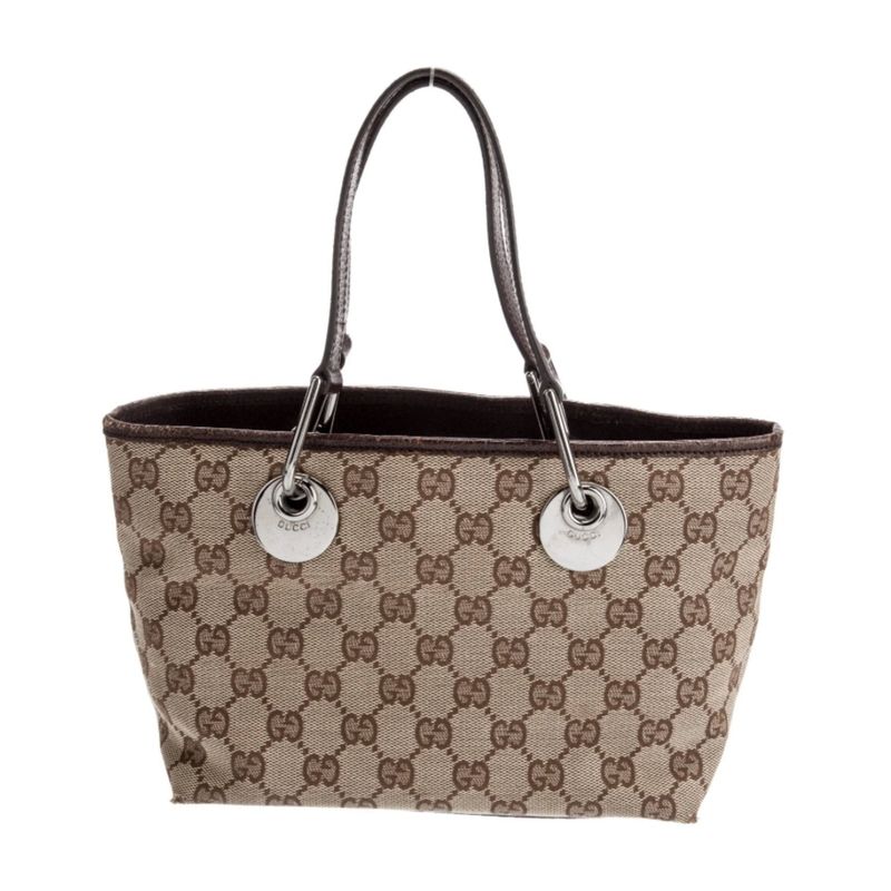 GUCCI MONOGRAM CANVAS BROWN MINI TOTE BAG