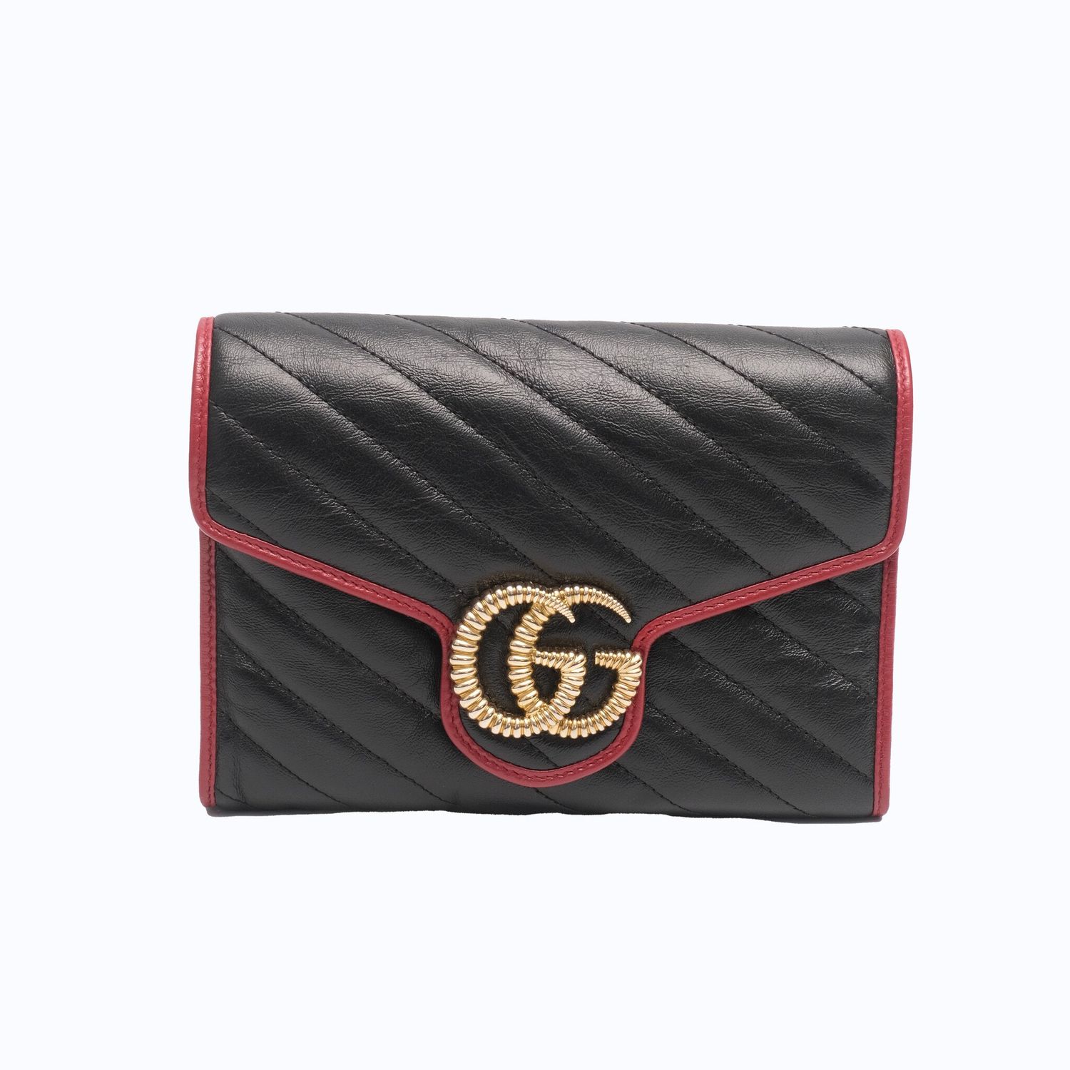 GUCCI GG MARMONT TORCHON BLACK WALLET ON CHAIN BAG