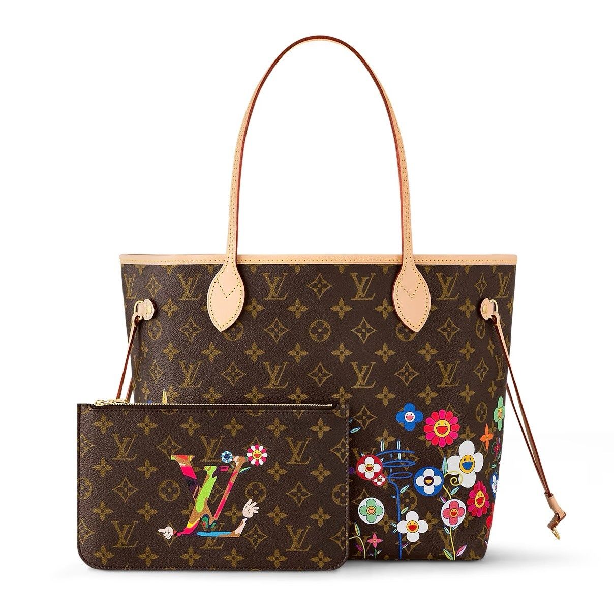 LOUIS VUITTON X TM MONOGRAM FLOWERS NEVERFULL MM