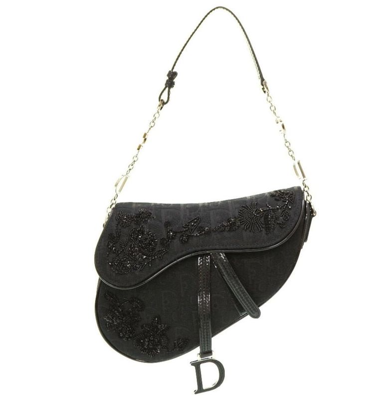 ​CHRISTIAN DIOR BEADED SADDLE GALLIANO FLORAL BAG