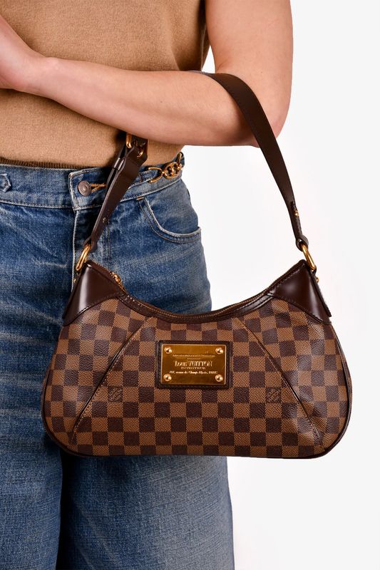 LOUIS VUITTON DAMIER EBENE THAMES PM SHOULDER BAG