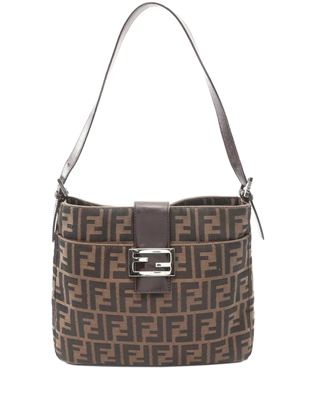 FENDI ZUCCA BROWN CANVAS SHOULDER BAG