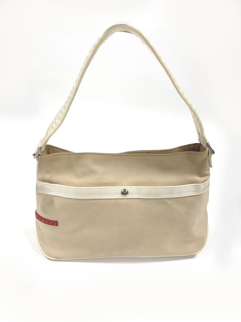 PRADA SPORT BEIGE CANVAS LOGO BAG 2000s