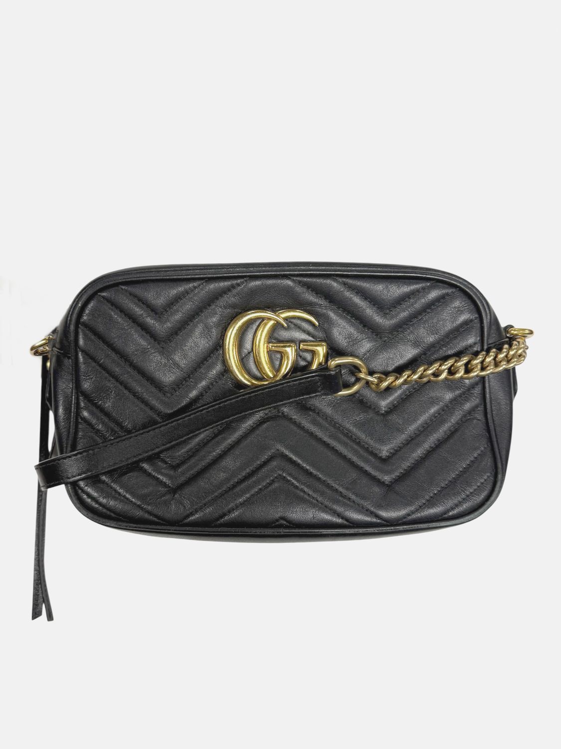 GUCCI BLACK MARMONT CAMERA SHOULDER BAG