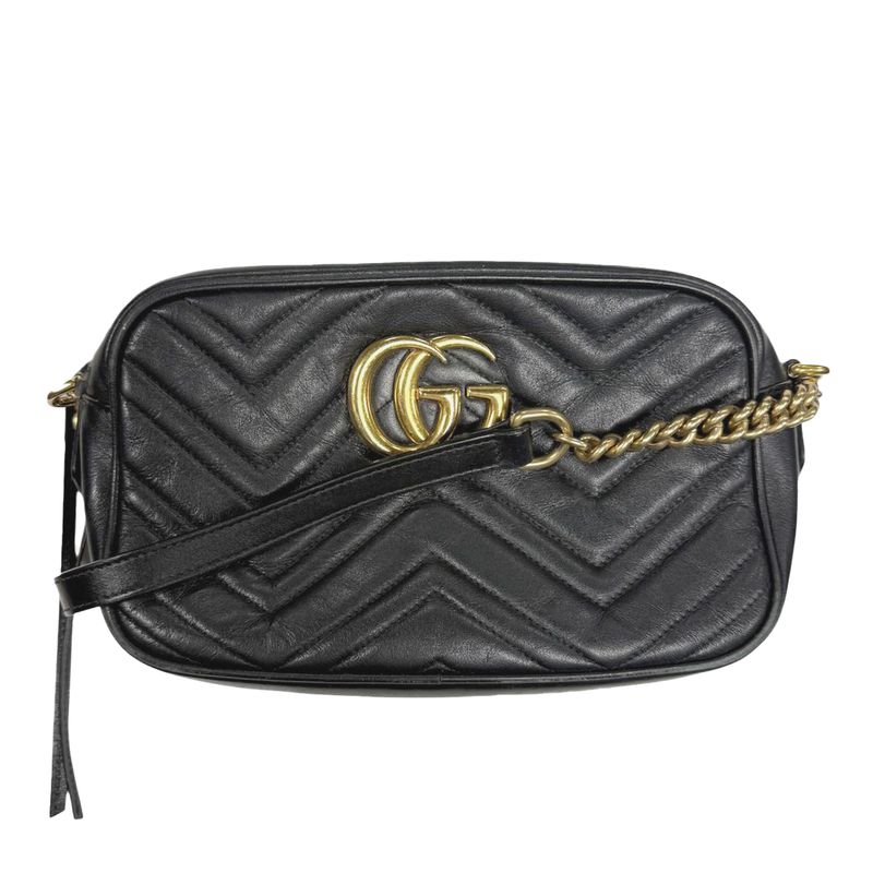 GUCCI BLACK MARMONT CAMERA SHOULDER BAG